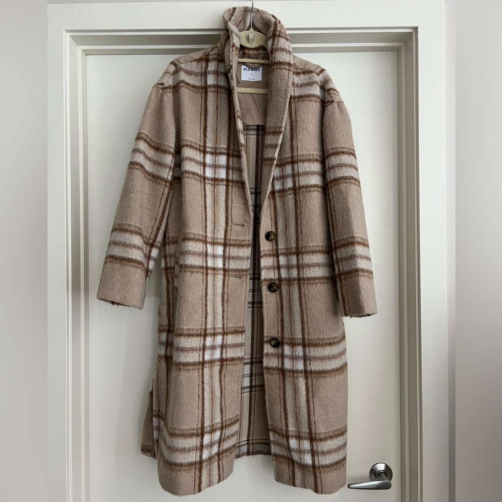 Old Navy Brown Plaid Women’s Topcoat